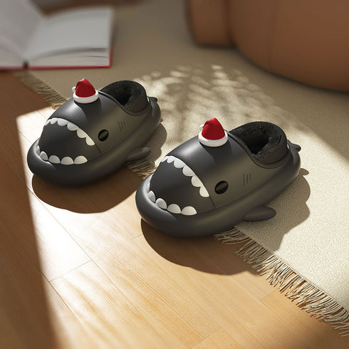 Sharkicks Basic - Winter Santa Heel-covered Shark Slippers